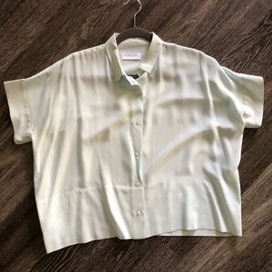 Everlane silk square shirt mint size 8
